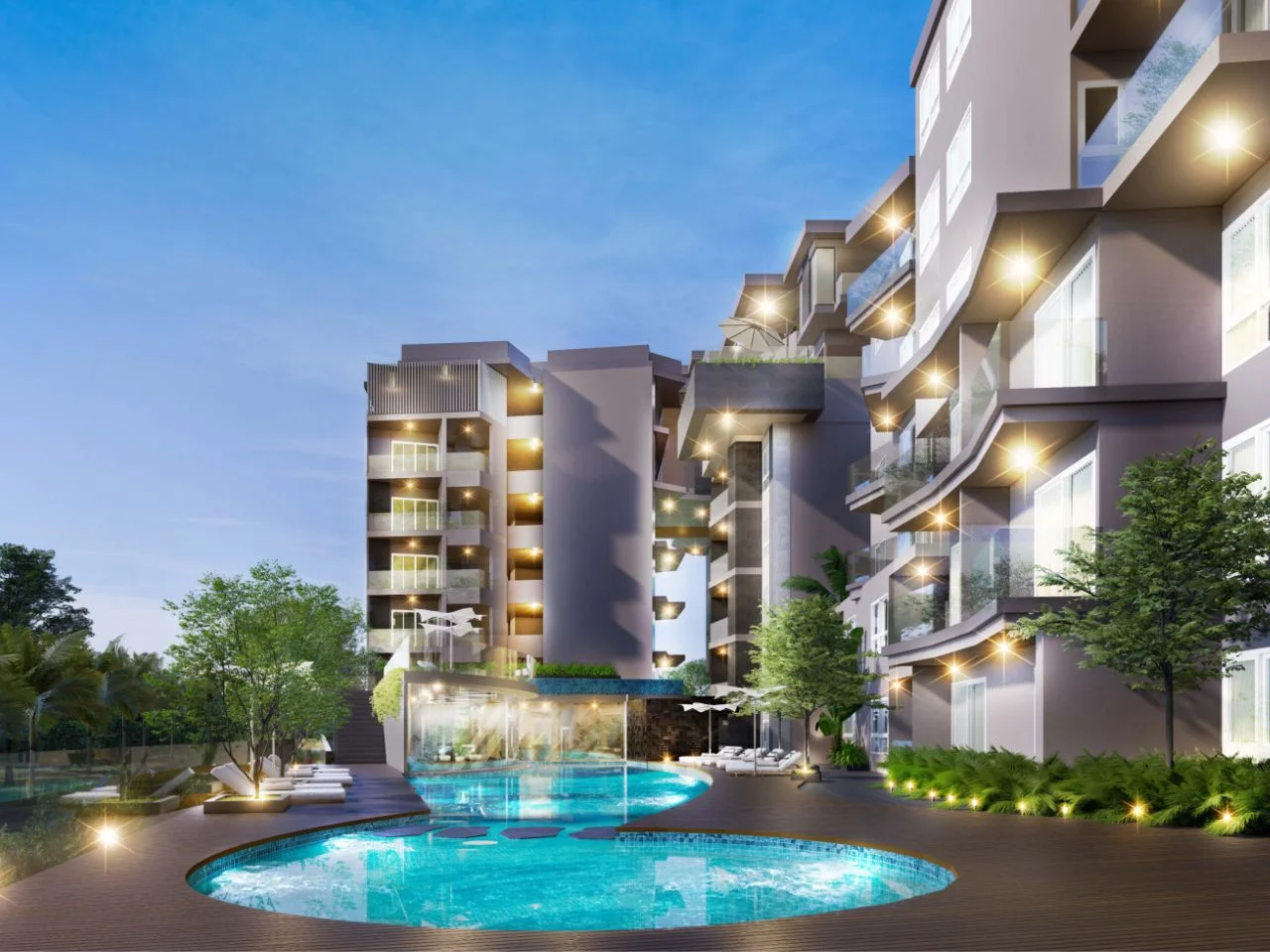 Архитектура The City Phuket с бассейном и ландшафтным дизайном, Таиланд