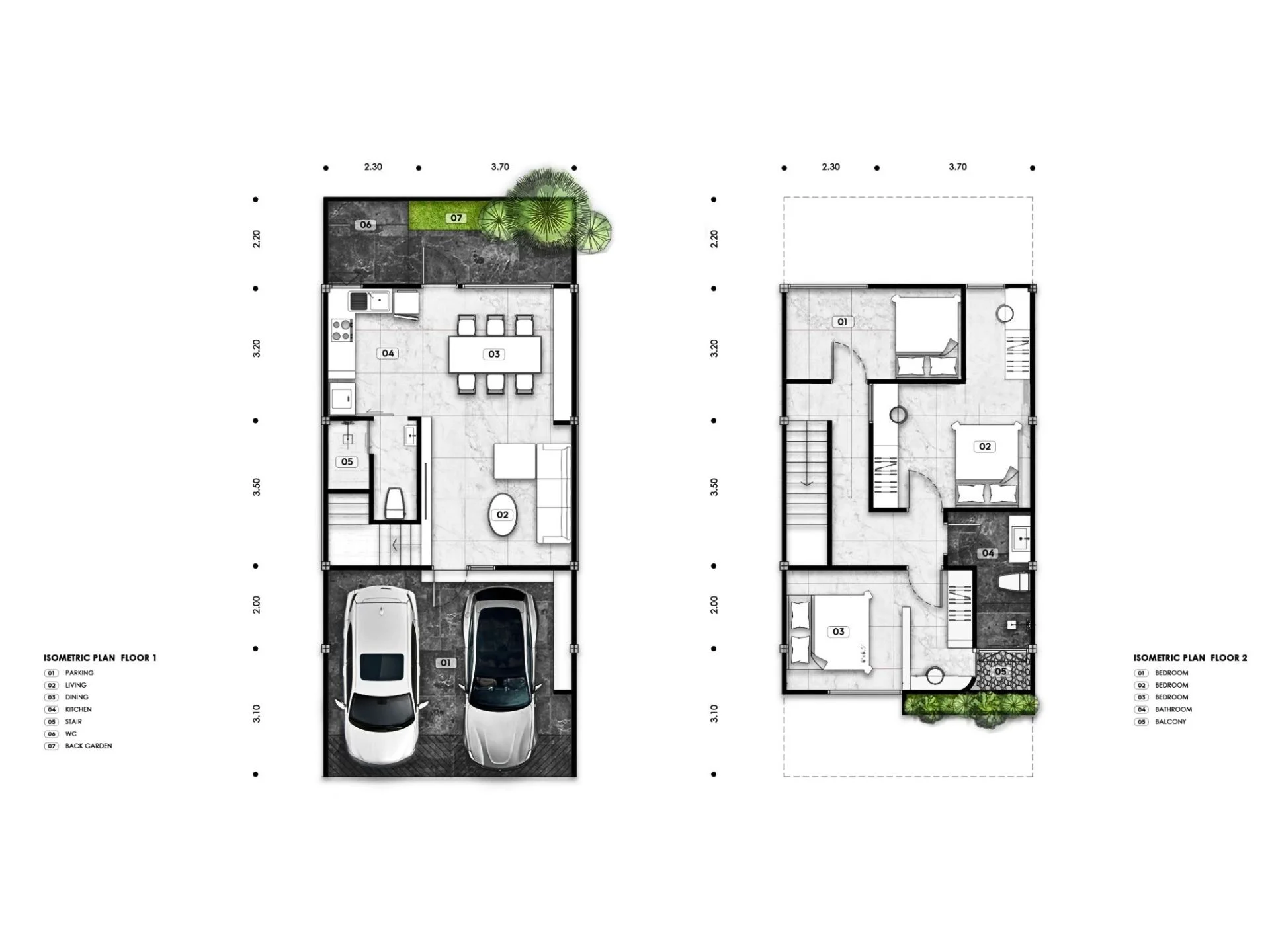Unit plan 3 bedroom Midori Townhome