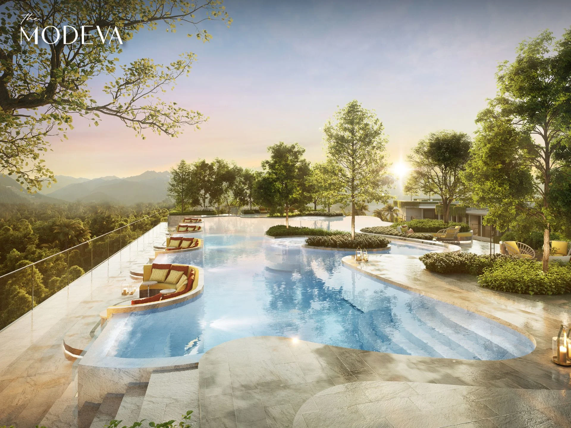 Infinity swimming pool with mountain view at The Title Modeva, Bang Tao