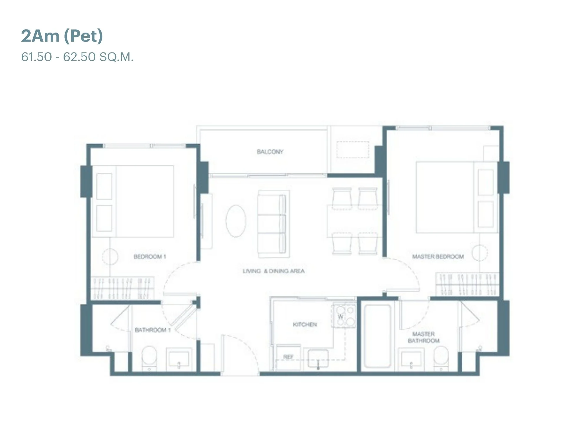 Unit Plan 2 bedroom 62sqm Сanvaz Bang Tao