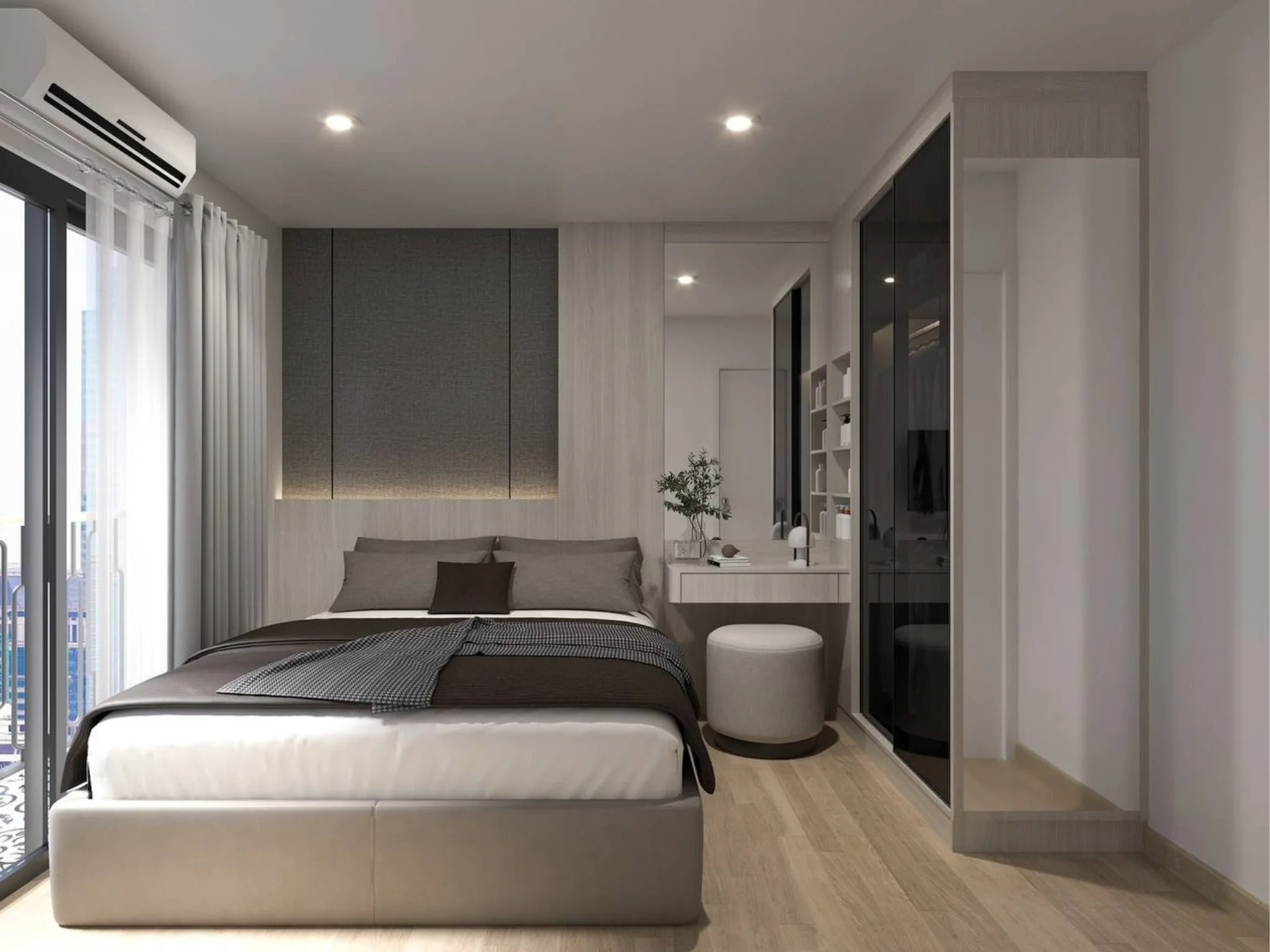Главная спальня с ванной в 1-комнатной квартире The Indeed Condo, Jomtie