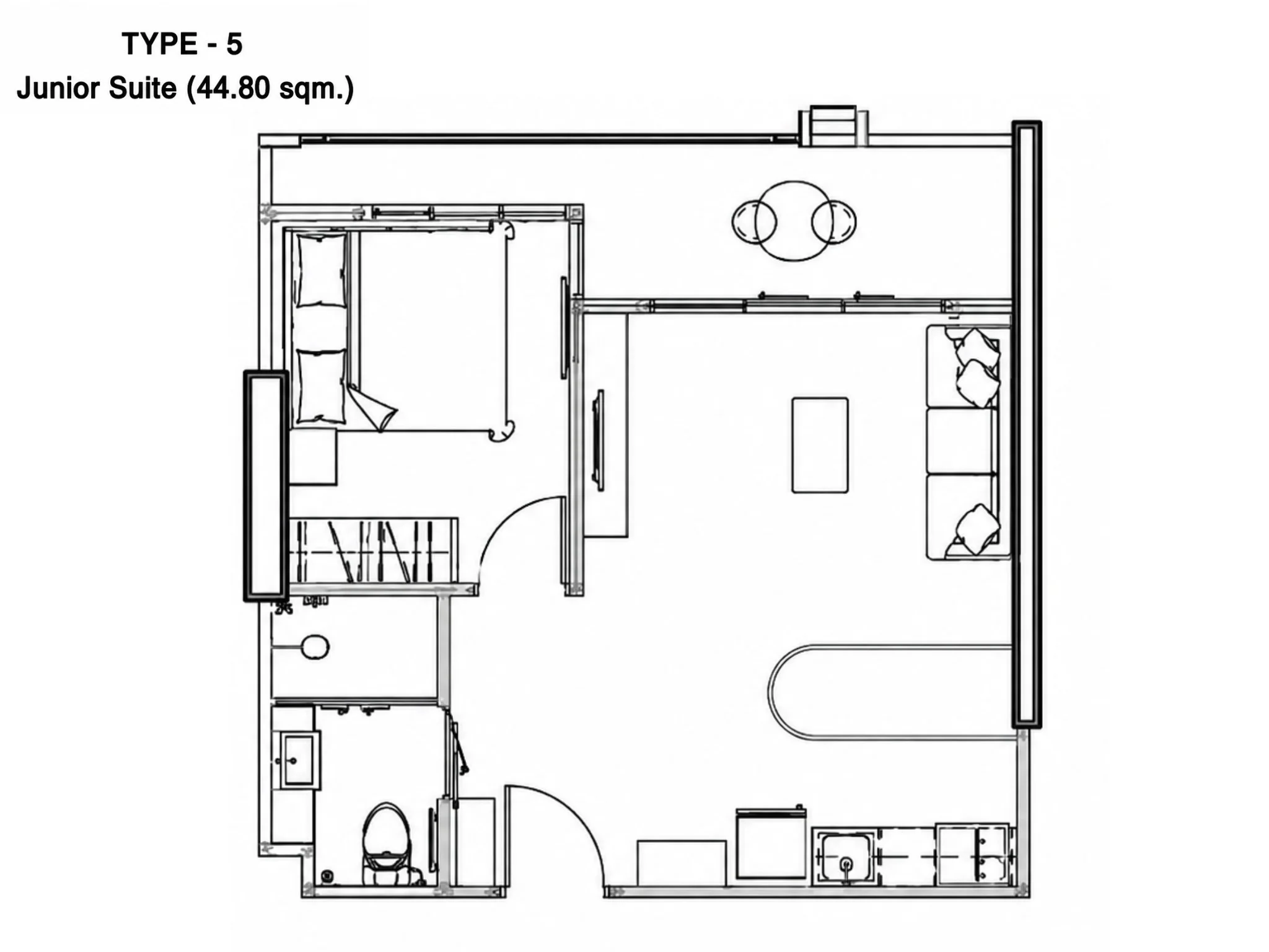 Unit Plan 1 bedroom 44sqm The Indeed Condo Jomt