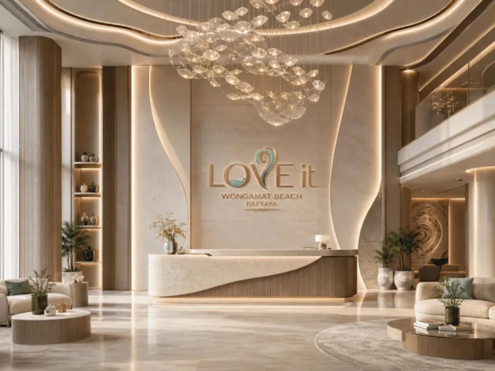 Интерьер холла с стойкой регистрации в LOVE it Wongamat Beach, Паттайя