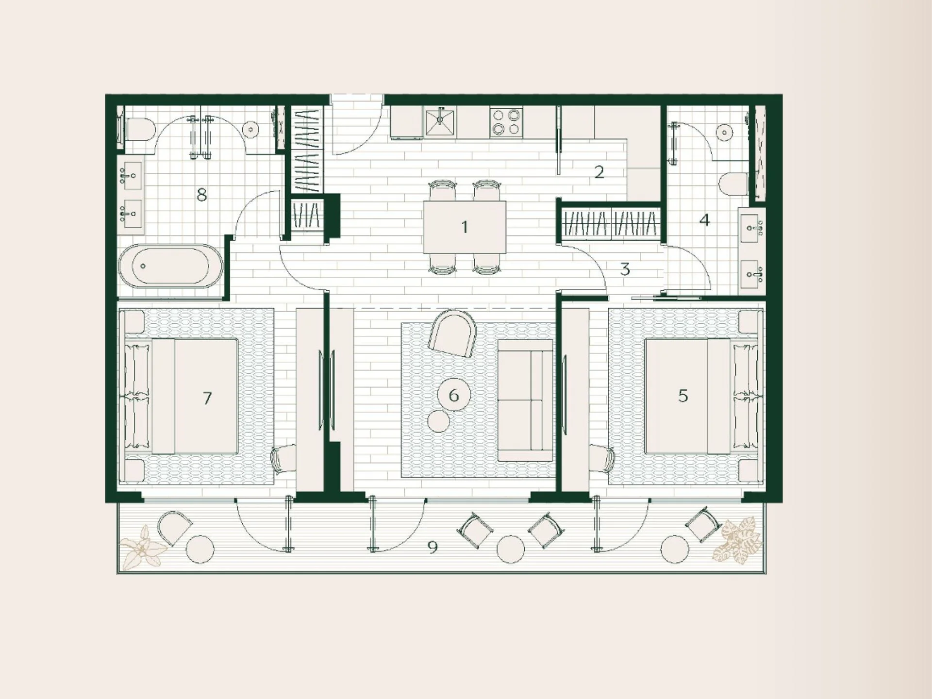 Unit Plan 2 bedroom 100 sqm  
