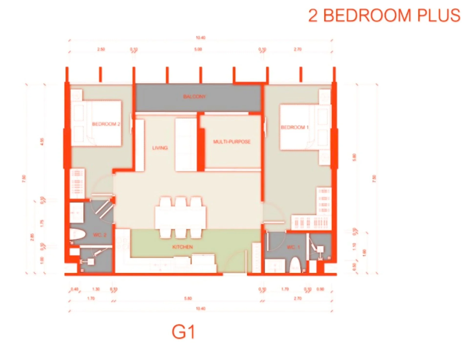 3 bed 78sqm unit plan