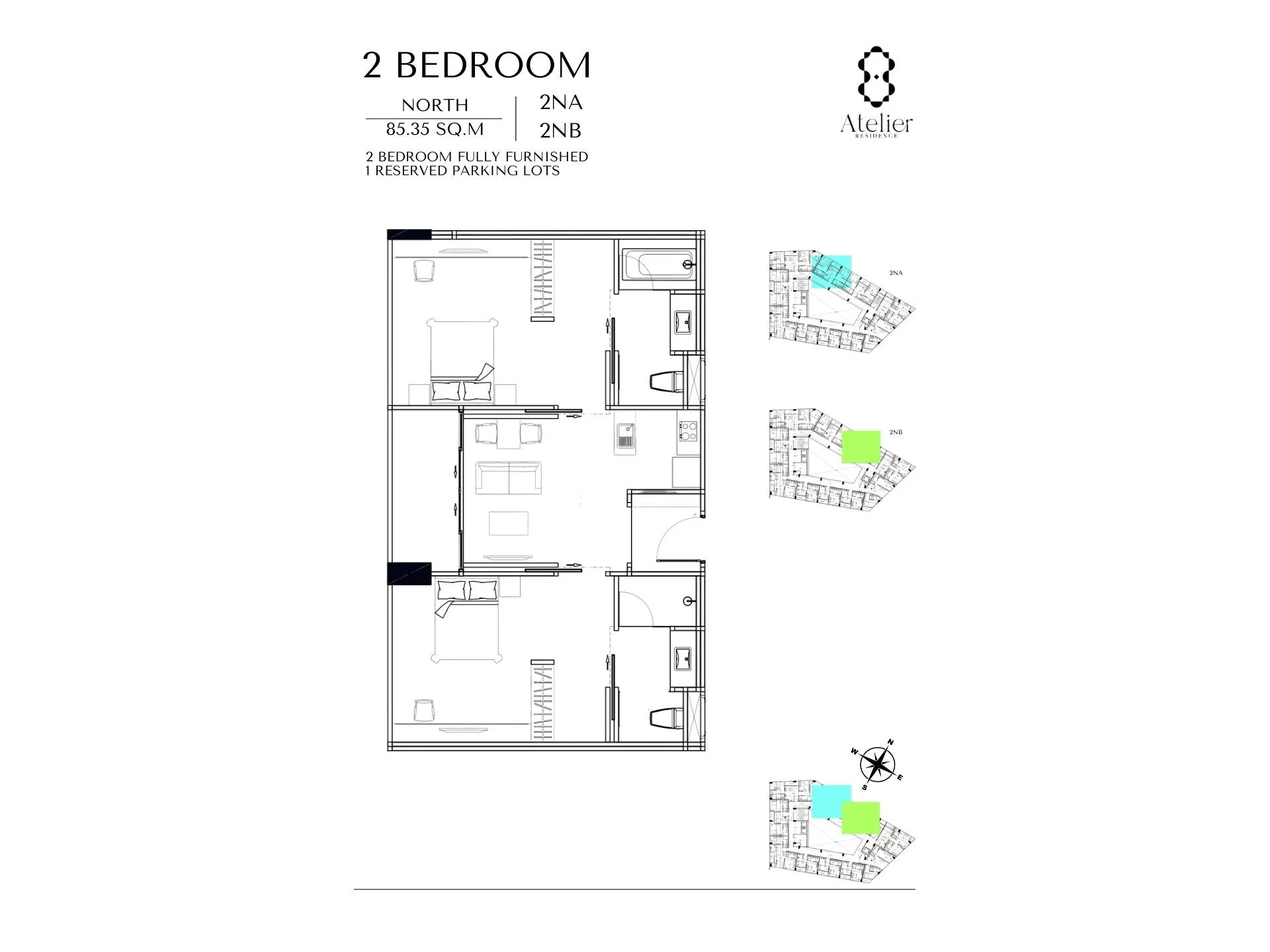 2 bedroom 85 sqm unit plan 