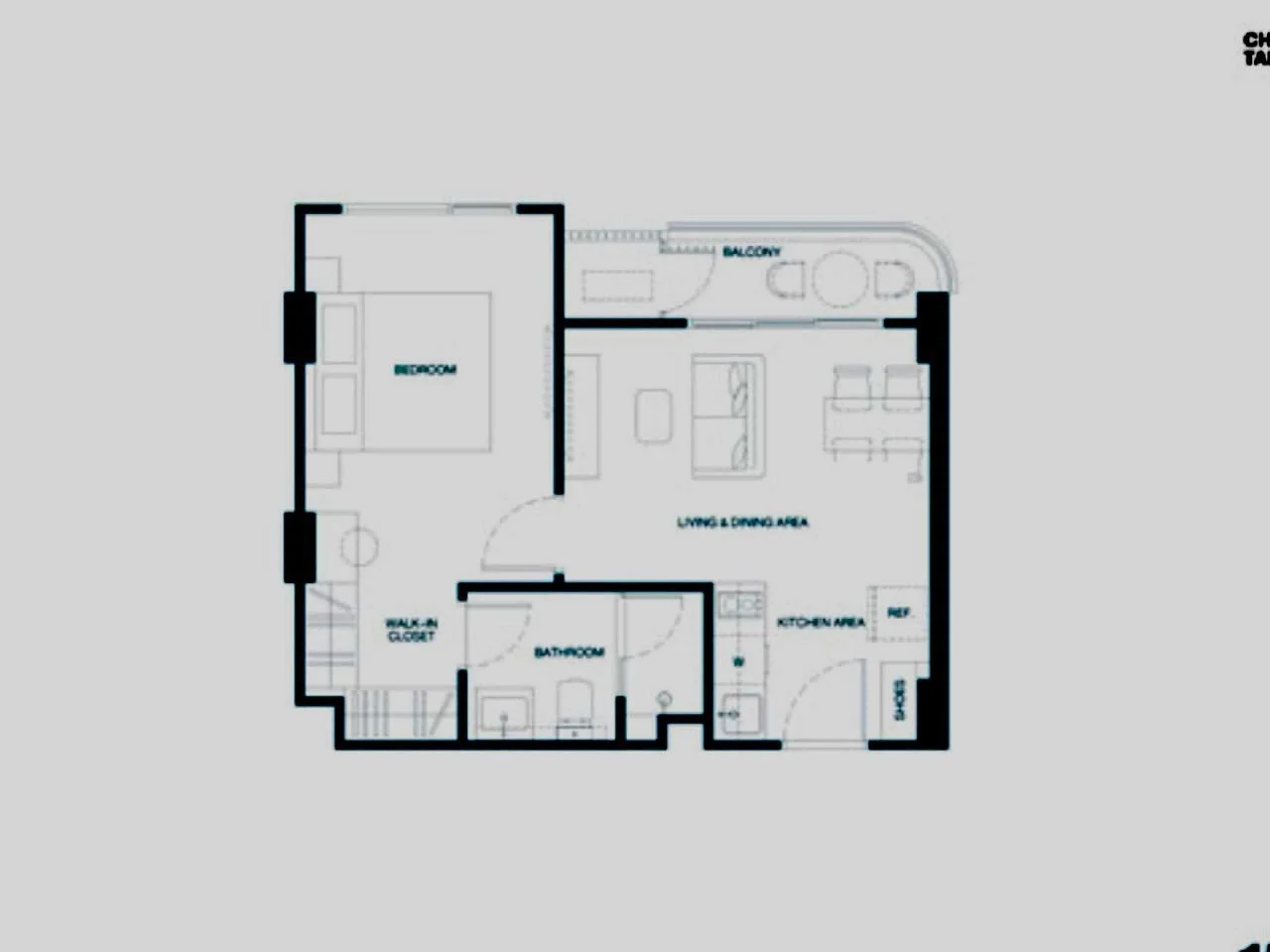 1 bedroom 40 sqm unit plan
