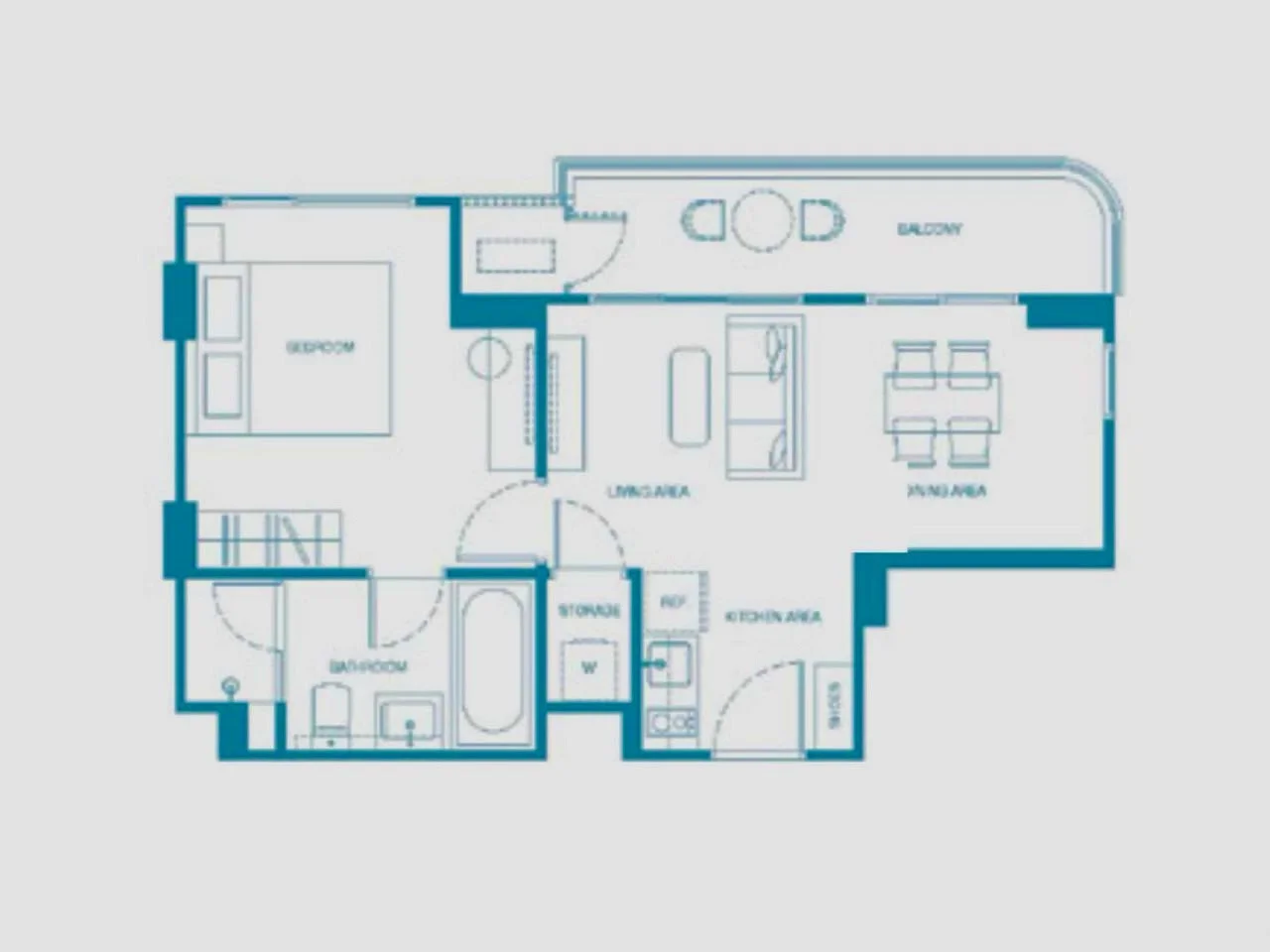 1 bedroom 50 sqm unit plan